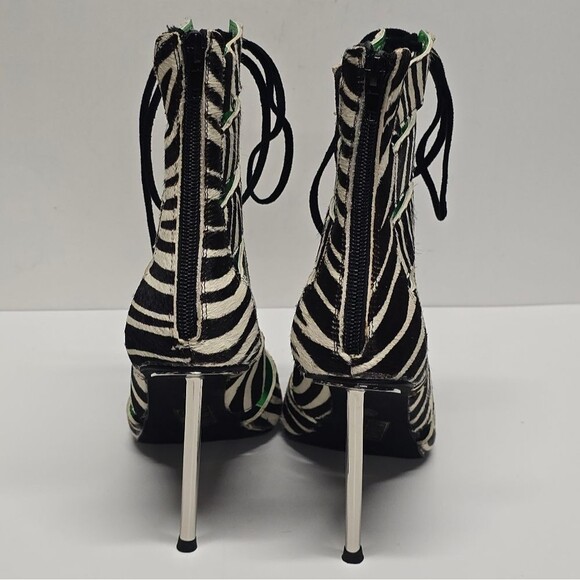 Jeffrey Campbell Dominion Zebra Print Fur Leather Pointy Toe Cut Out Boots Sz 8 - Picture 5 of 9